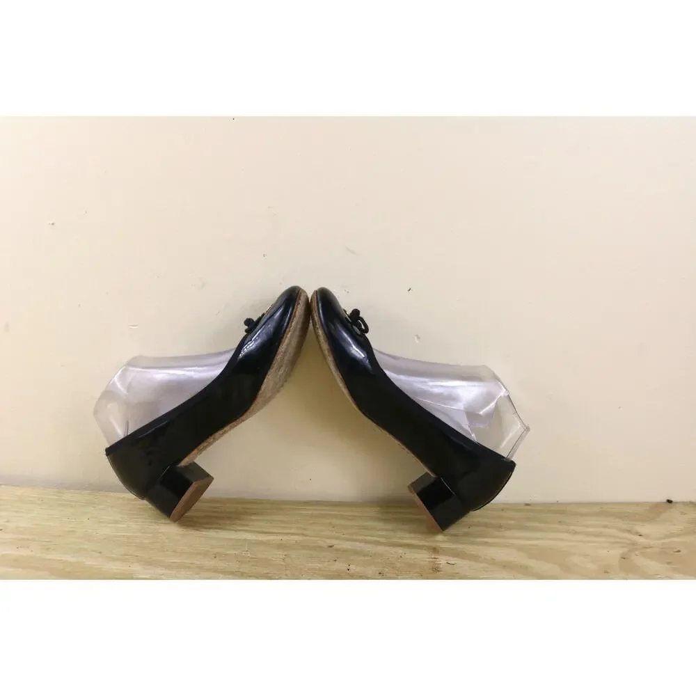 Tory Burch Heels 7M Black Patent Leather Chelsea Block Pumps Slip On Shoes